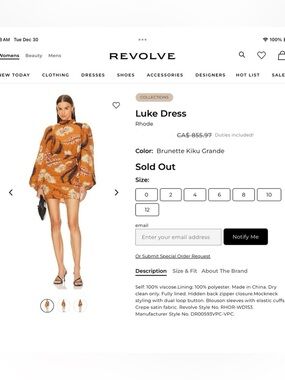 RHODE Luke Mini Dress in Brunette Kiku Grande Print